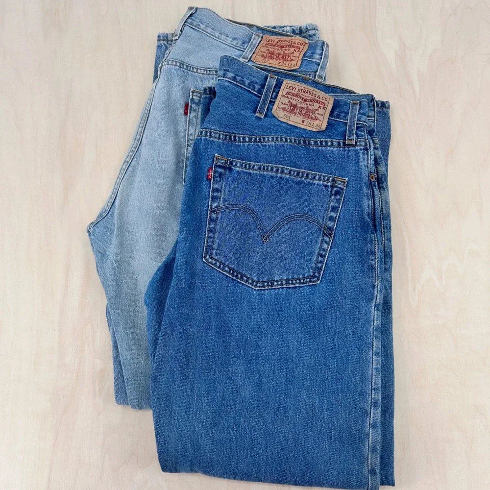 Mens Vtg 2000s 501 Straight Leg Jeans Button Fly Blue Denim Levis 38x34 Lot Of 2